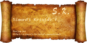 Simonfi Kristóf névjegykártya