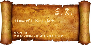 Simonfi Kristóf névjegykártya